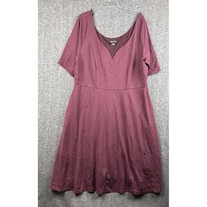 City Chic Dress XL Elbow Sleeve V Neck Plus Sz Burgundy Merlot Cute Girl Career
